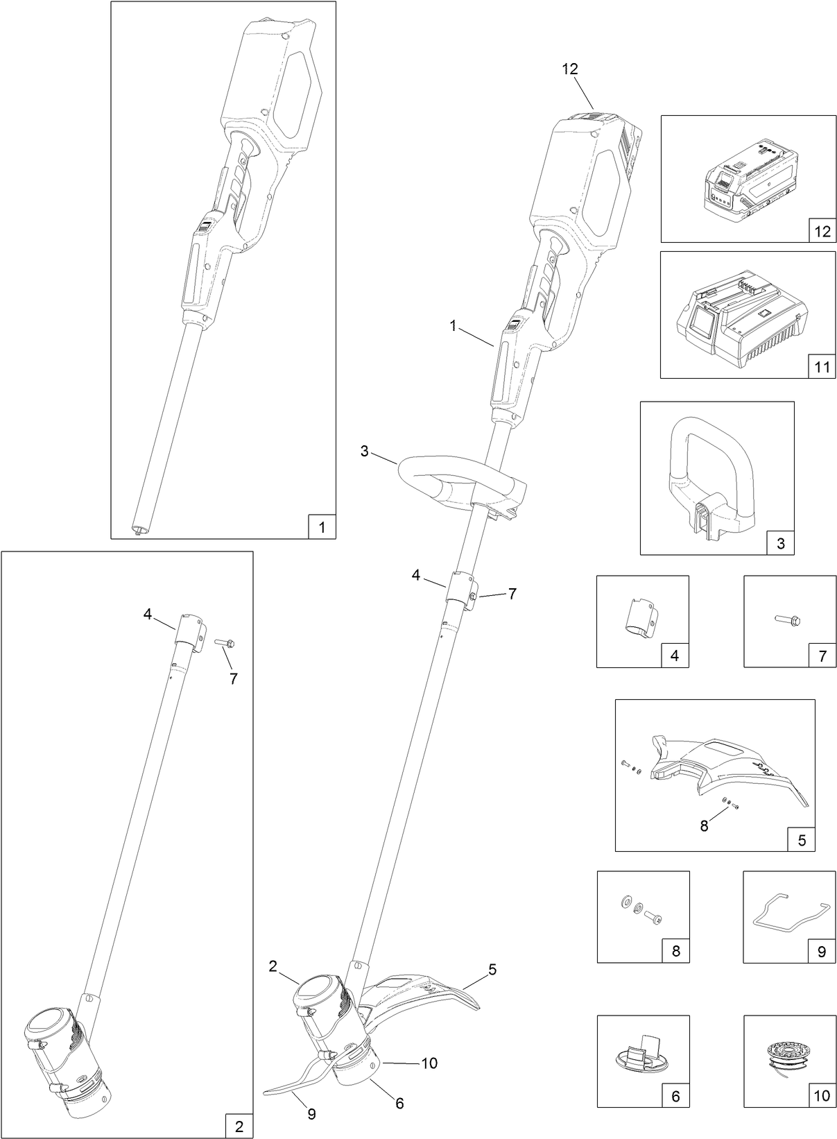 13in Cordless Dual-Line Trimmer Assembly