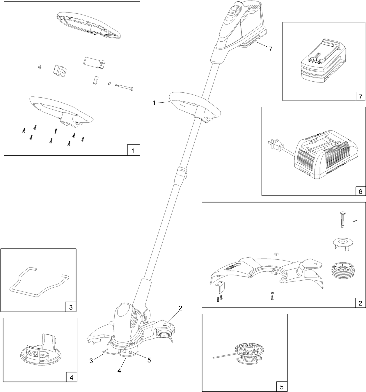 12in Cordless Single-Line Trimmer Assembly