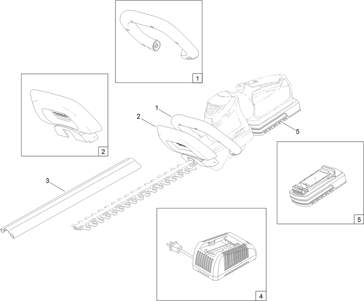 22in Cordless Hedge Trimmer Assembly