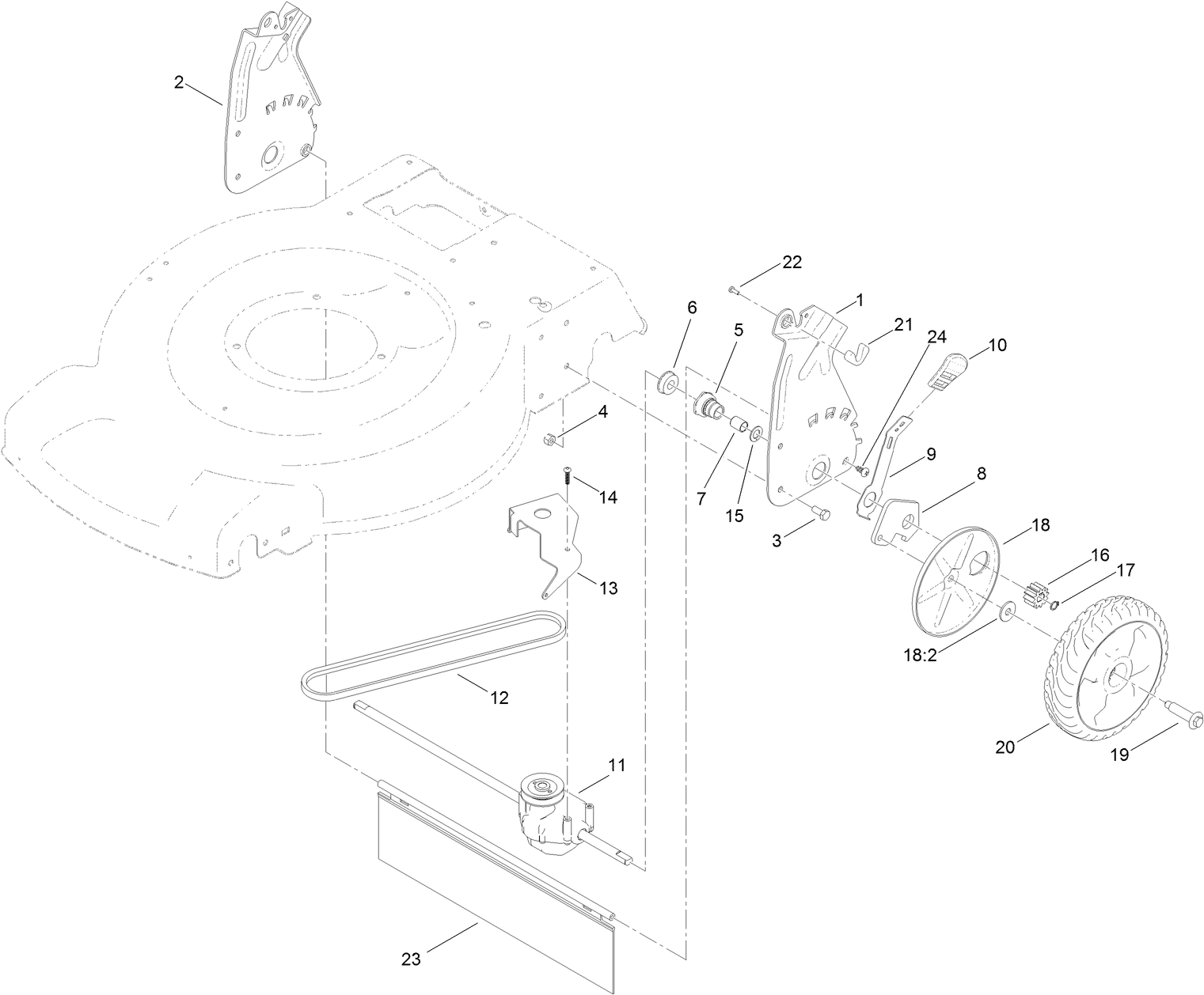 Transmission and Rear Wheel Drive Assembly