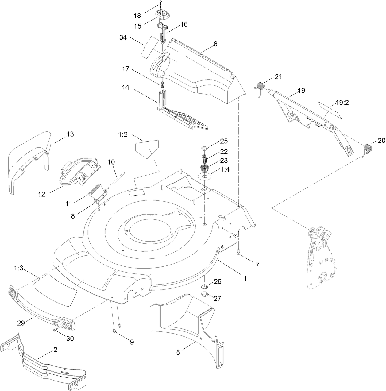 Deck, Side Chute and Rear Door Assembly