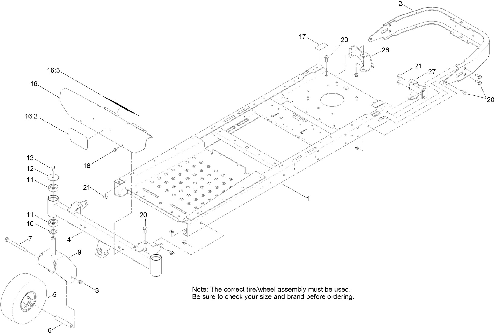 Frame, Front Axle and Caster Wheel Assembly