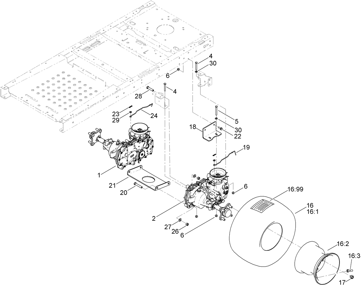 Hydro Transaxle Drive and Rear Wheel Assembly