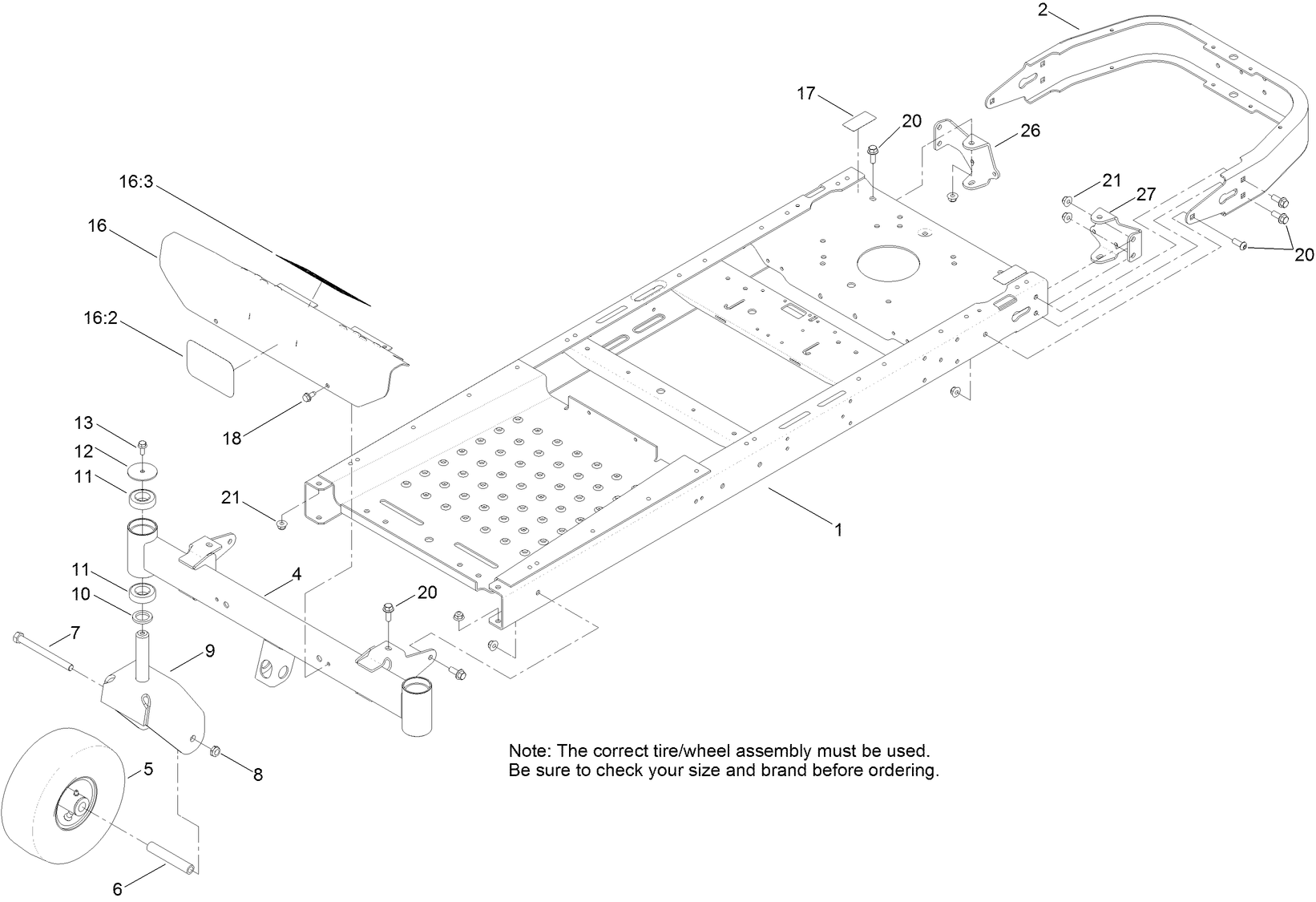 Frame, Front Axle and Caster Wheel Assembly