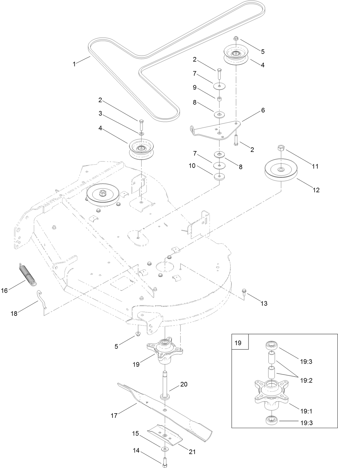 42 Inch Deck, Belt and Blade Assembly