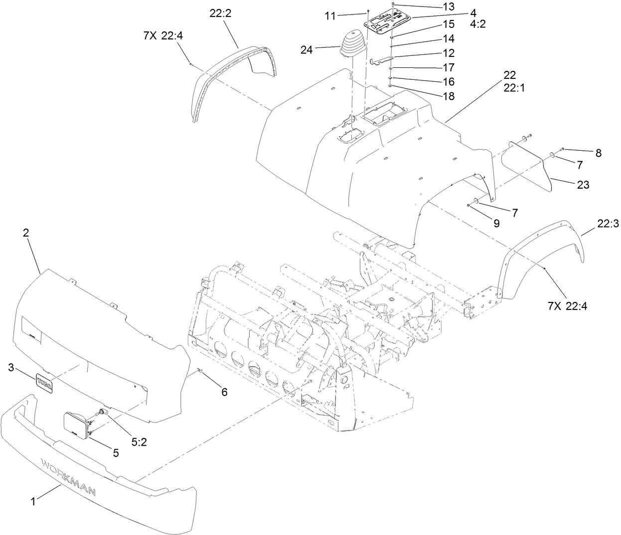 Bumper, Hood and Seat Base Assembly