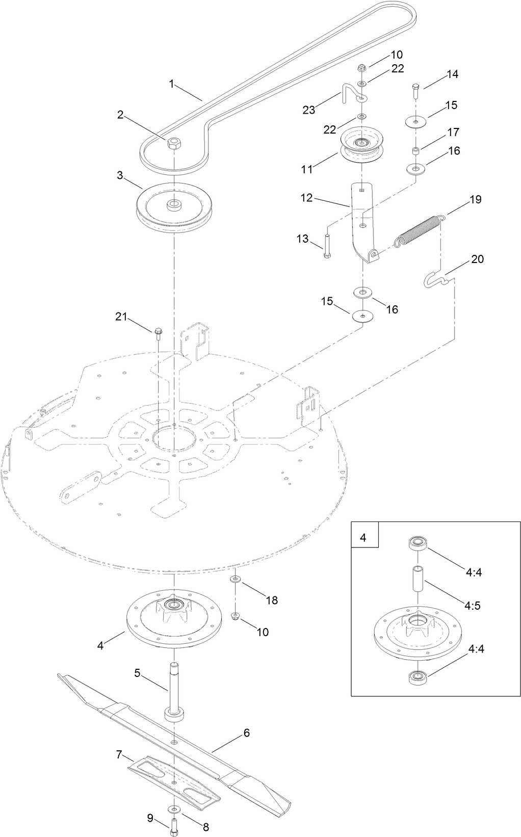 32 Inch Deck, Belt and Blade Assembly