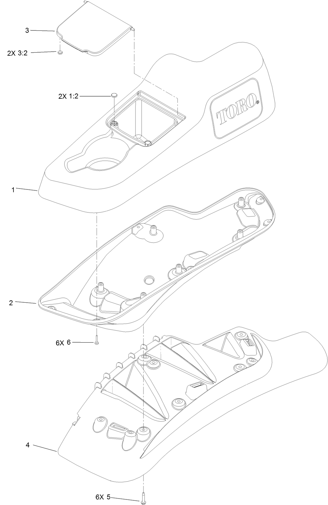 LH Console Assembly No. 115-7403