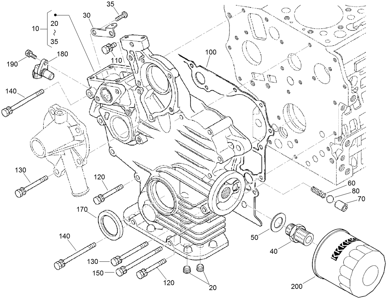 Gear Case and Oil Filter Cartridge Assembly
