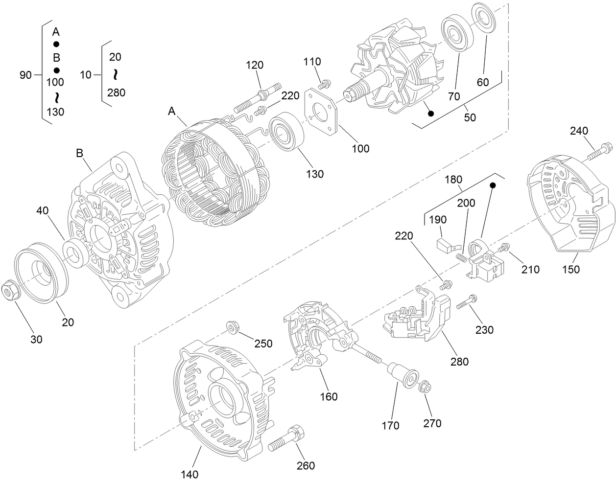 Alternator Components Assembly