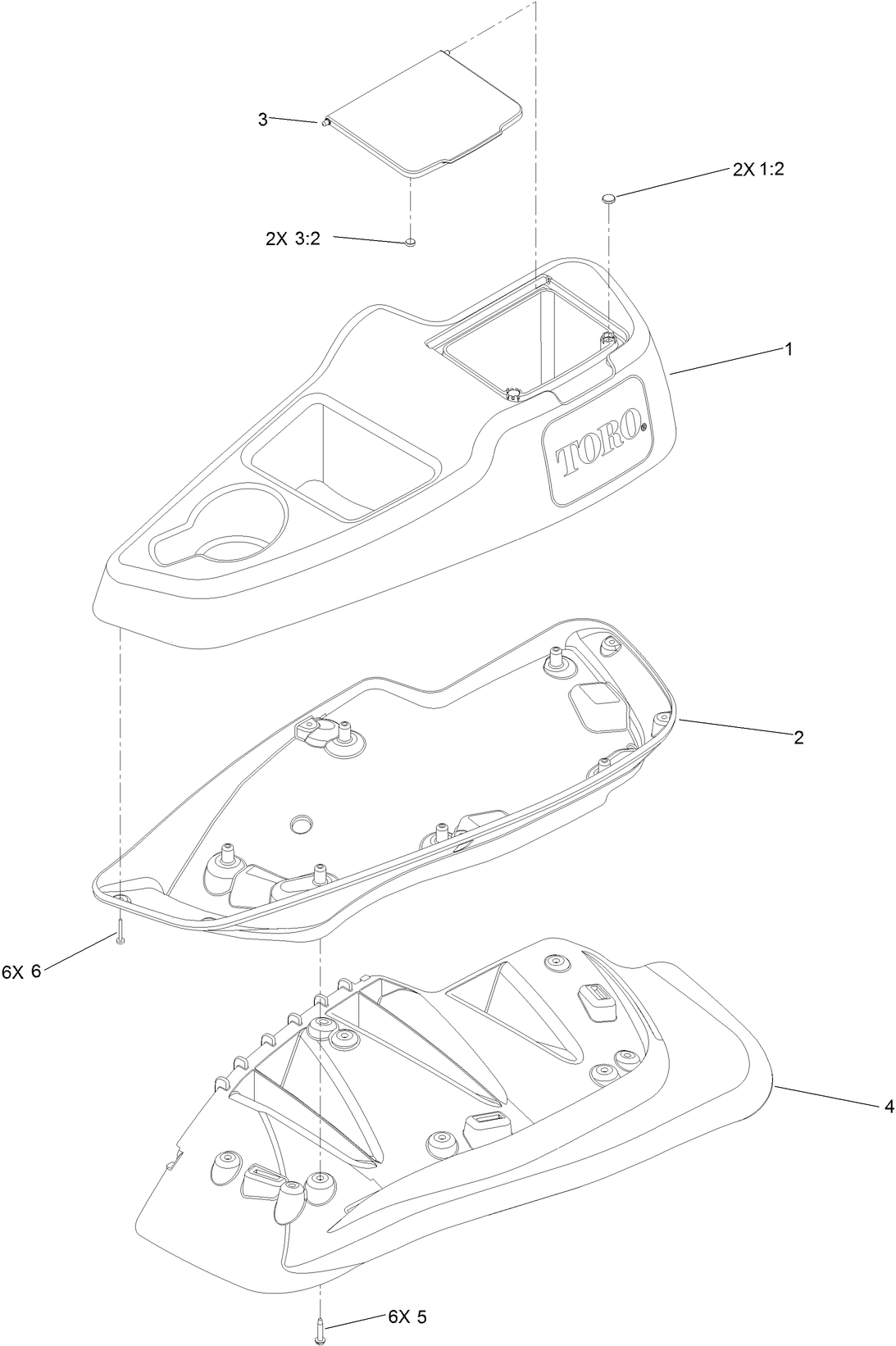 LH Console Assembly No. 115-7401