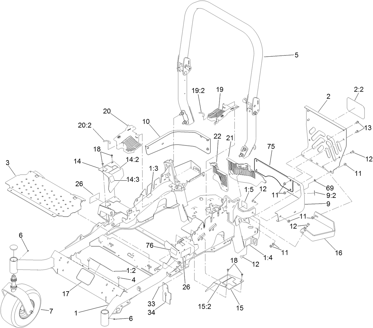 Frame and Caster Wheel Assembly