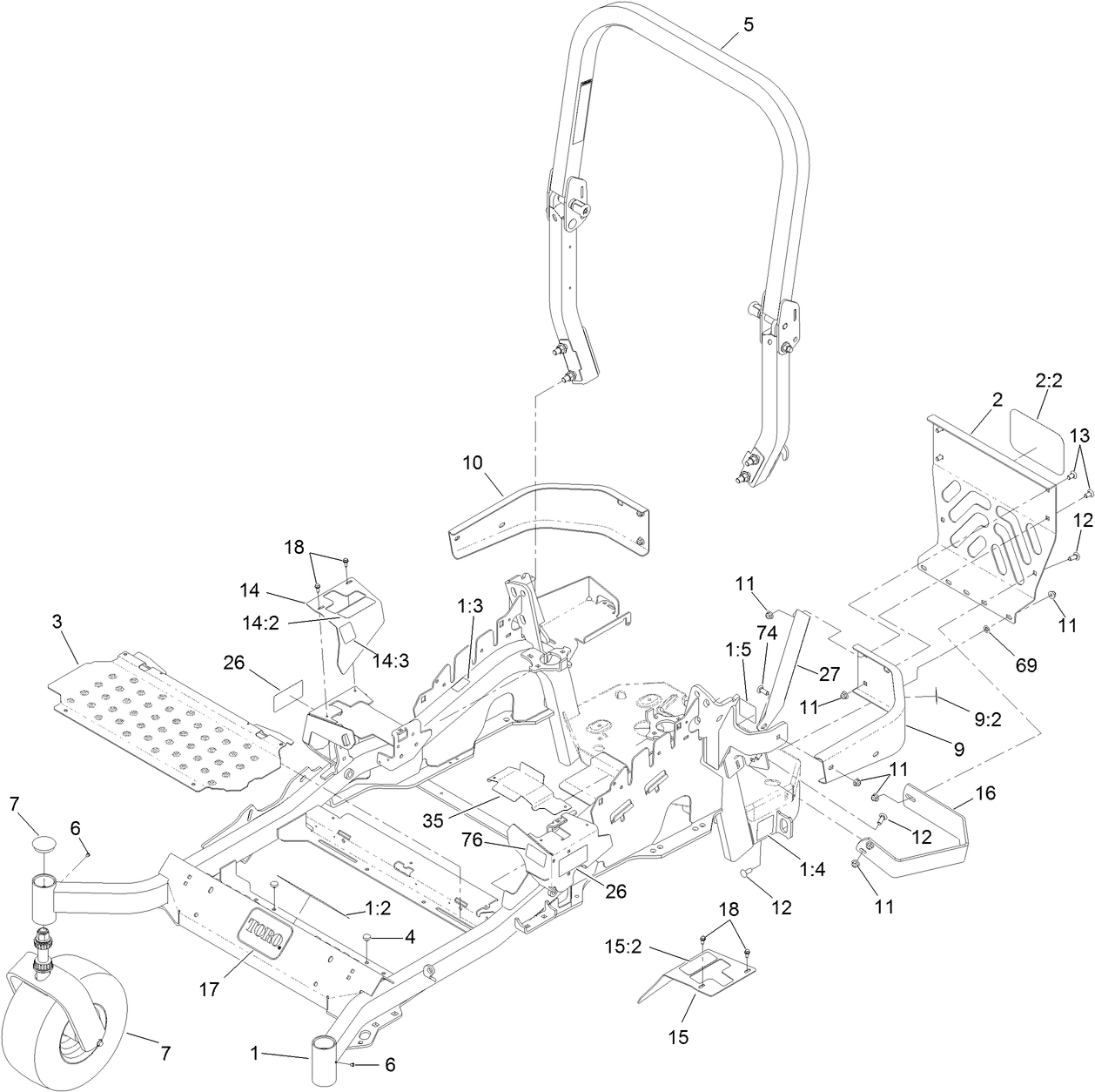 Frame and Caster Wheel Assembly