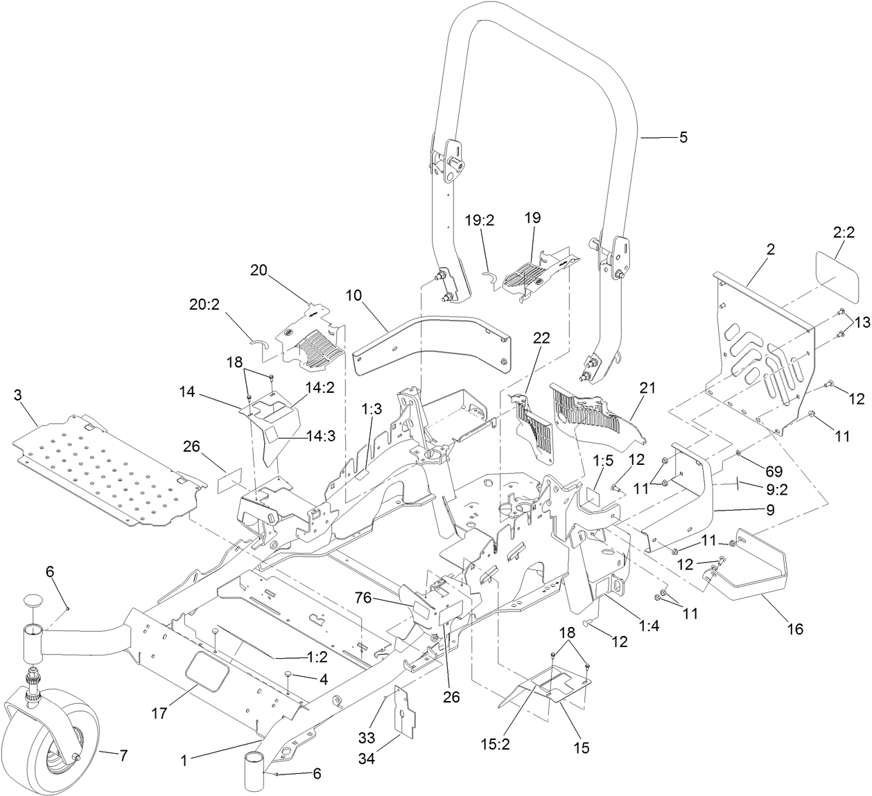 Frame and Caster Wheel Assembly
