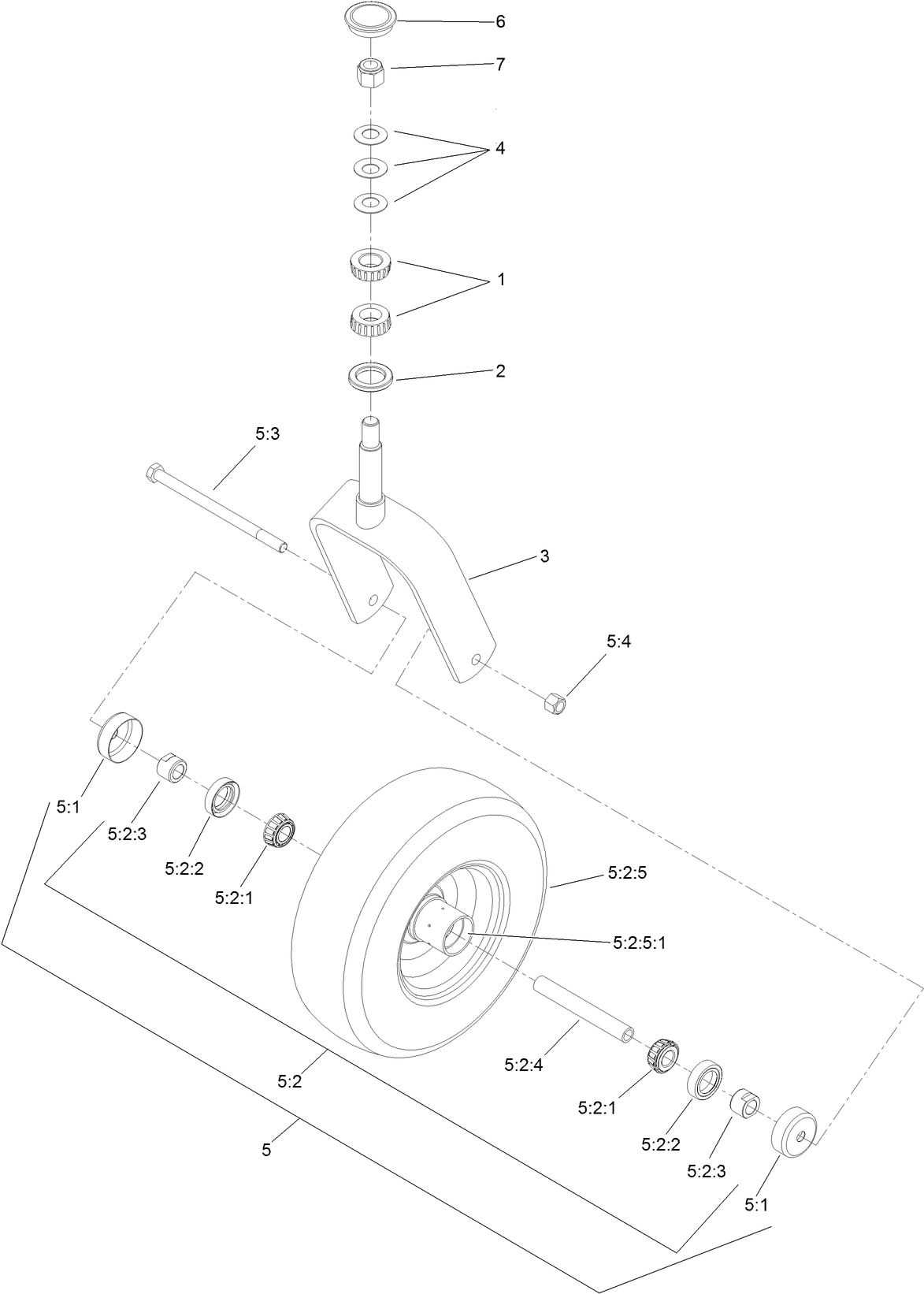 Caster Wheel and Fork Assembly
