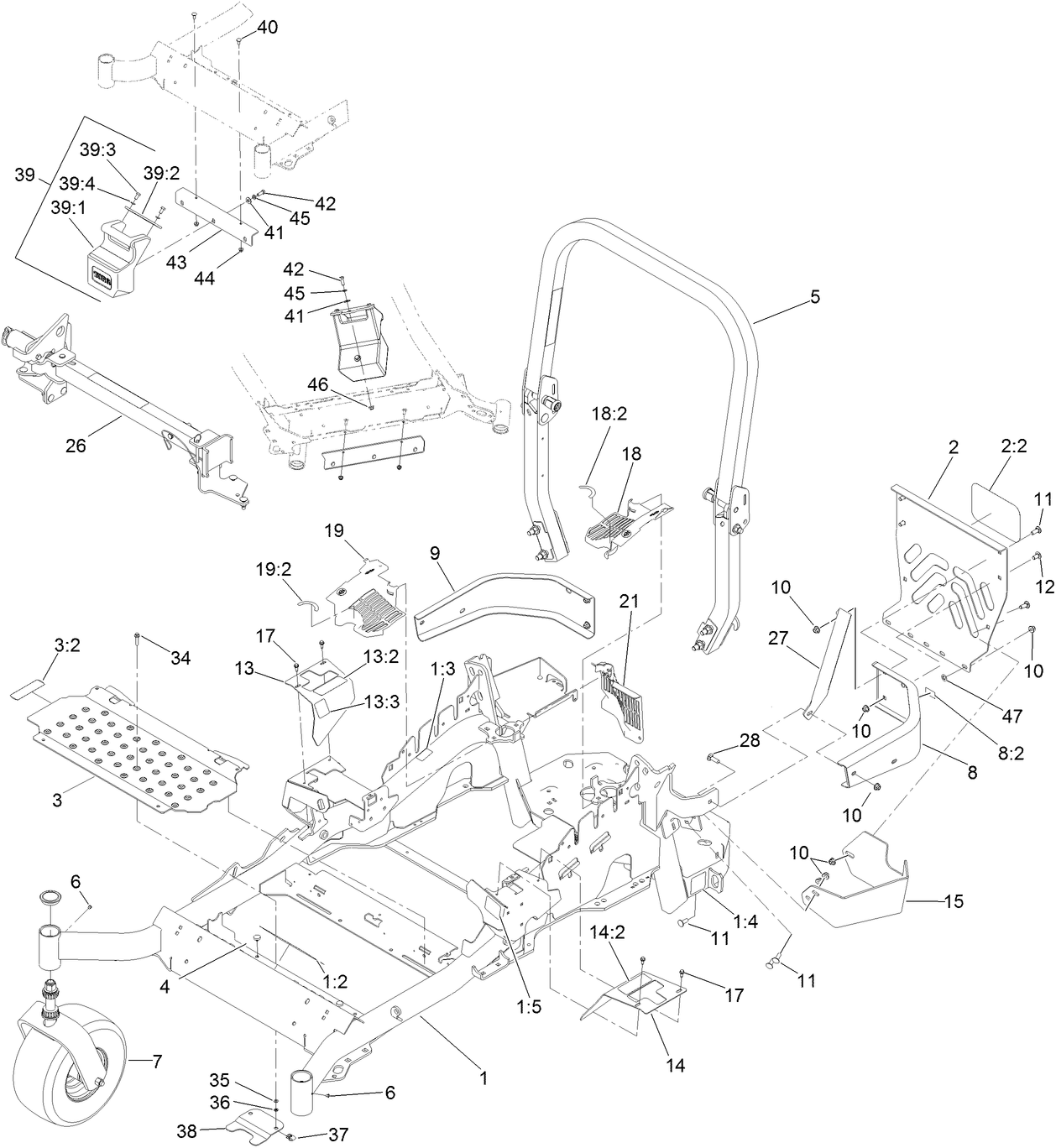 Frame, Caster and Z Stand Assembly