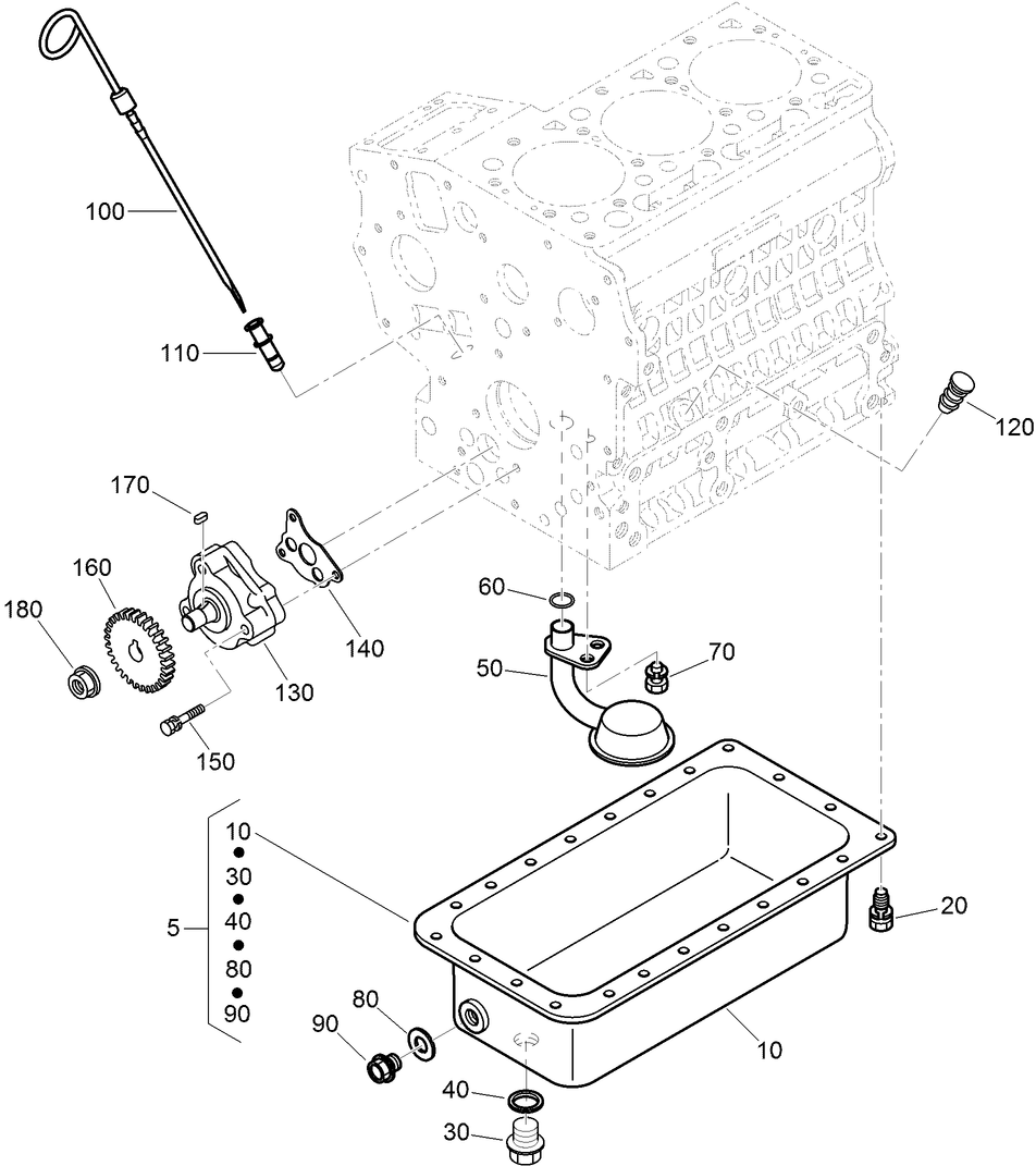 Oil Pan, Oil Pump and Dipstick Assembly
