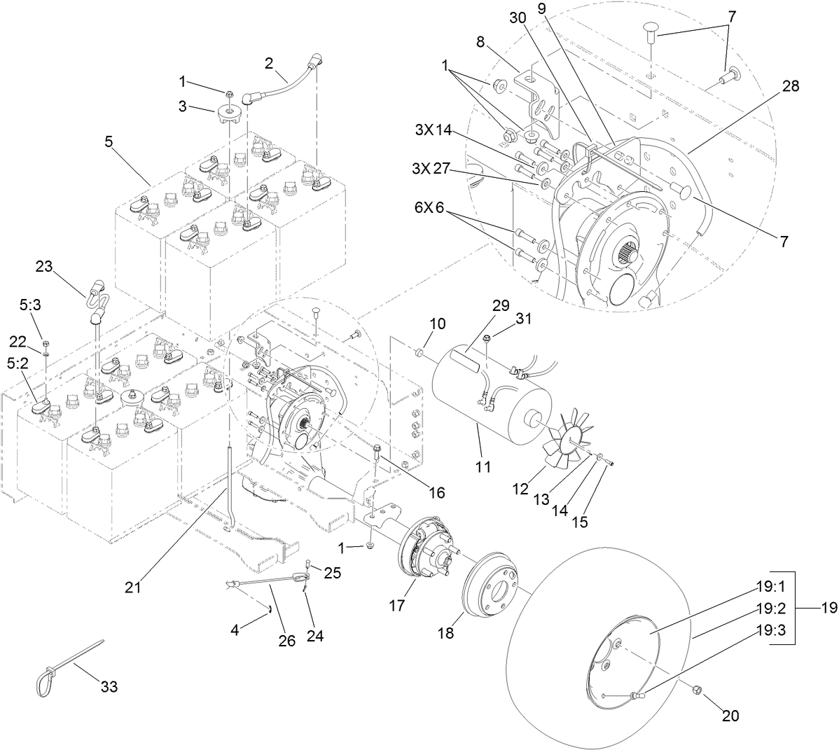 Battery and Transaxle Assembly