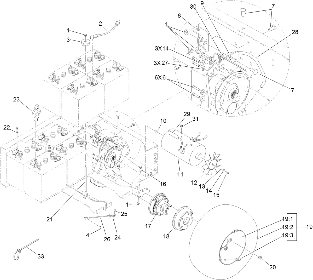 Battery and Transaxle Assembly