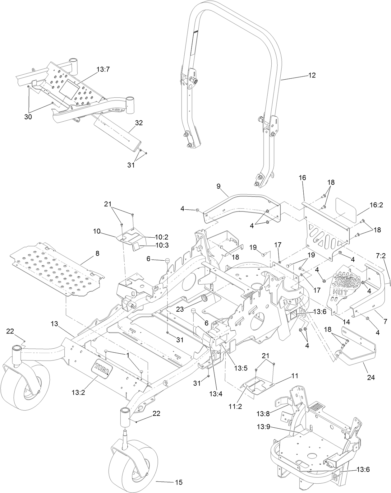 Frame and Caster Wheel Assembly