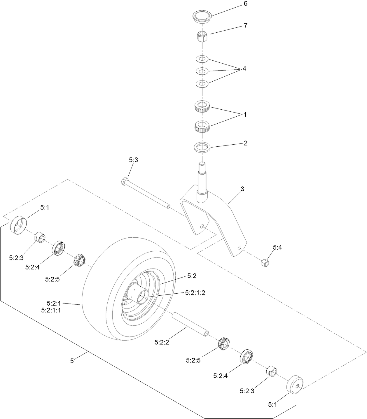Caster Fork and Wheel Assembly