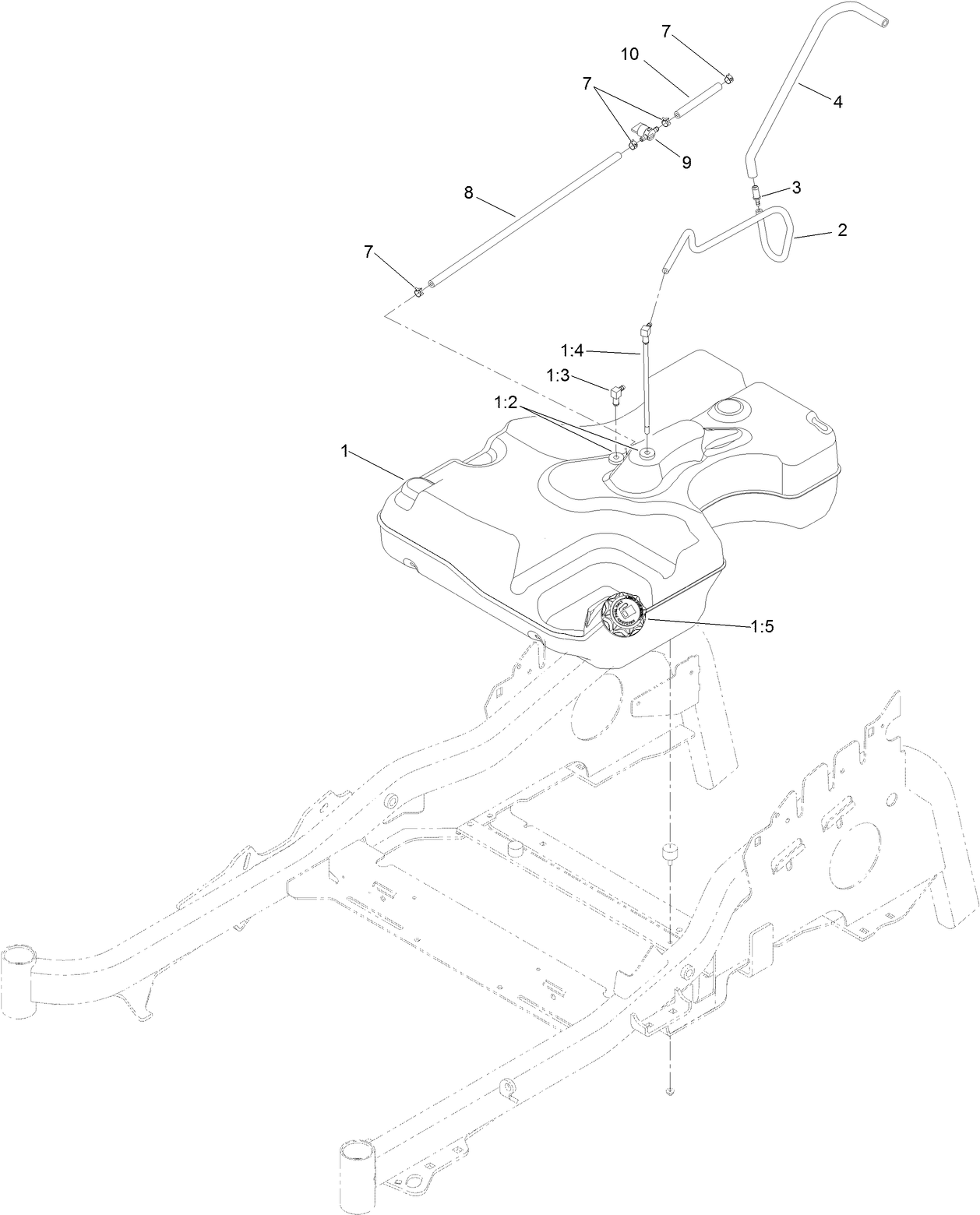 Fuel Tank and Hose Assembly