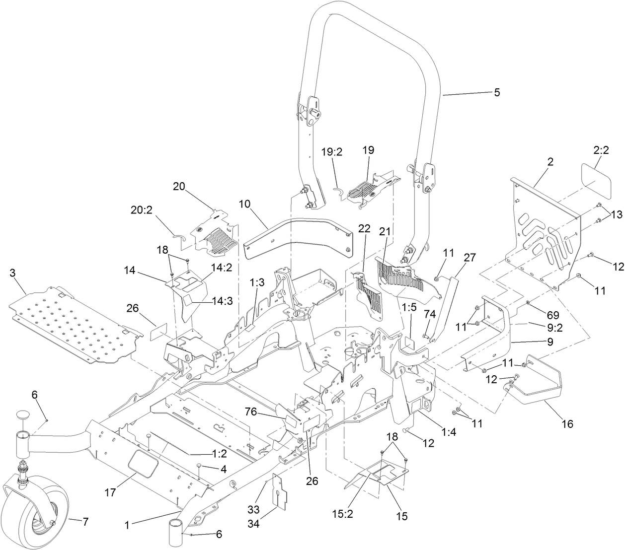 Frame and Caster Wheel Assembly