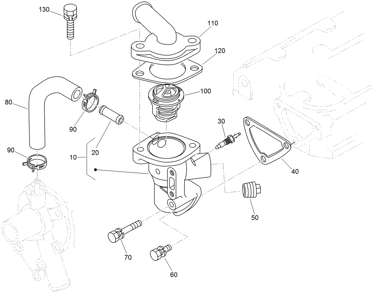Water Flange and Thermostat Assembly