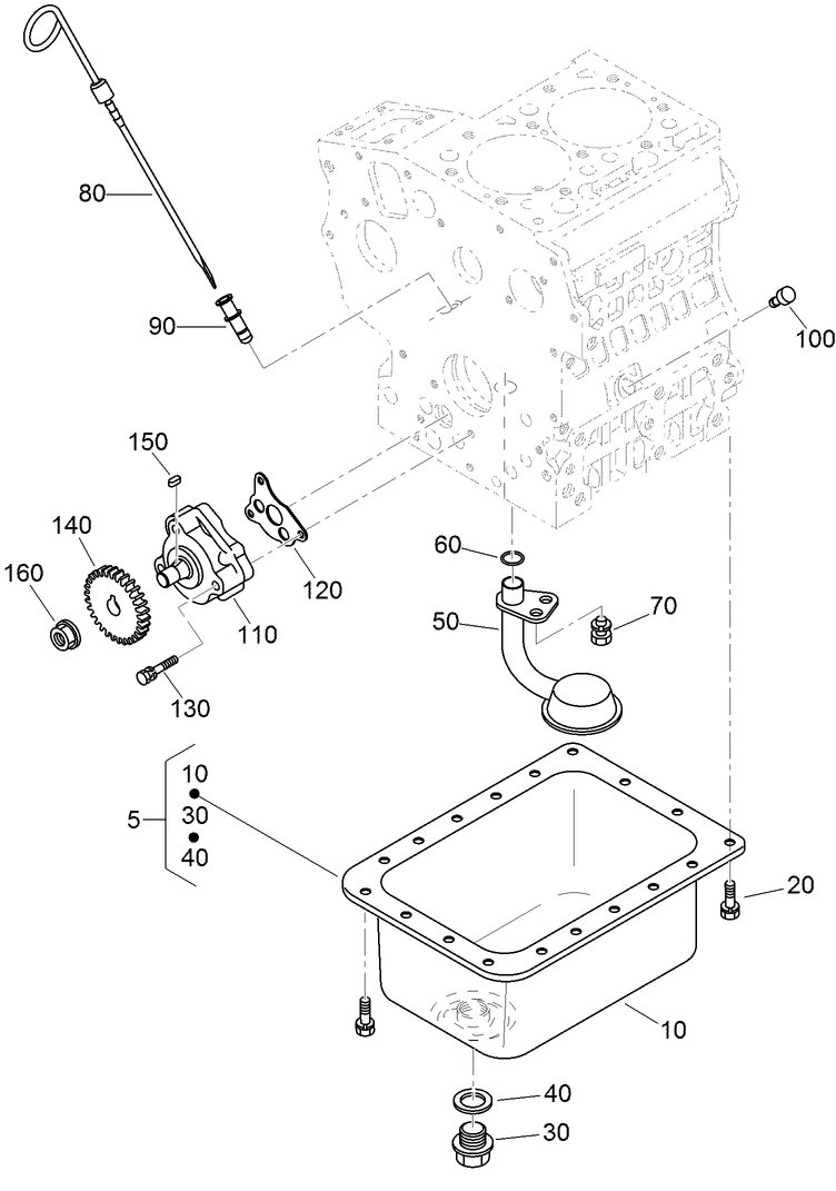 Oil Pan, Oil Pump and Dipstick Assembly