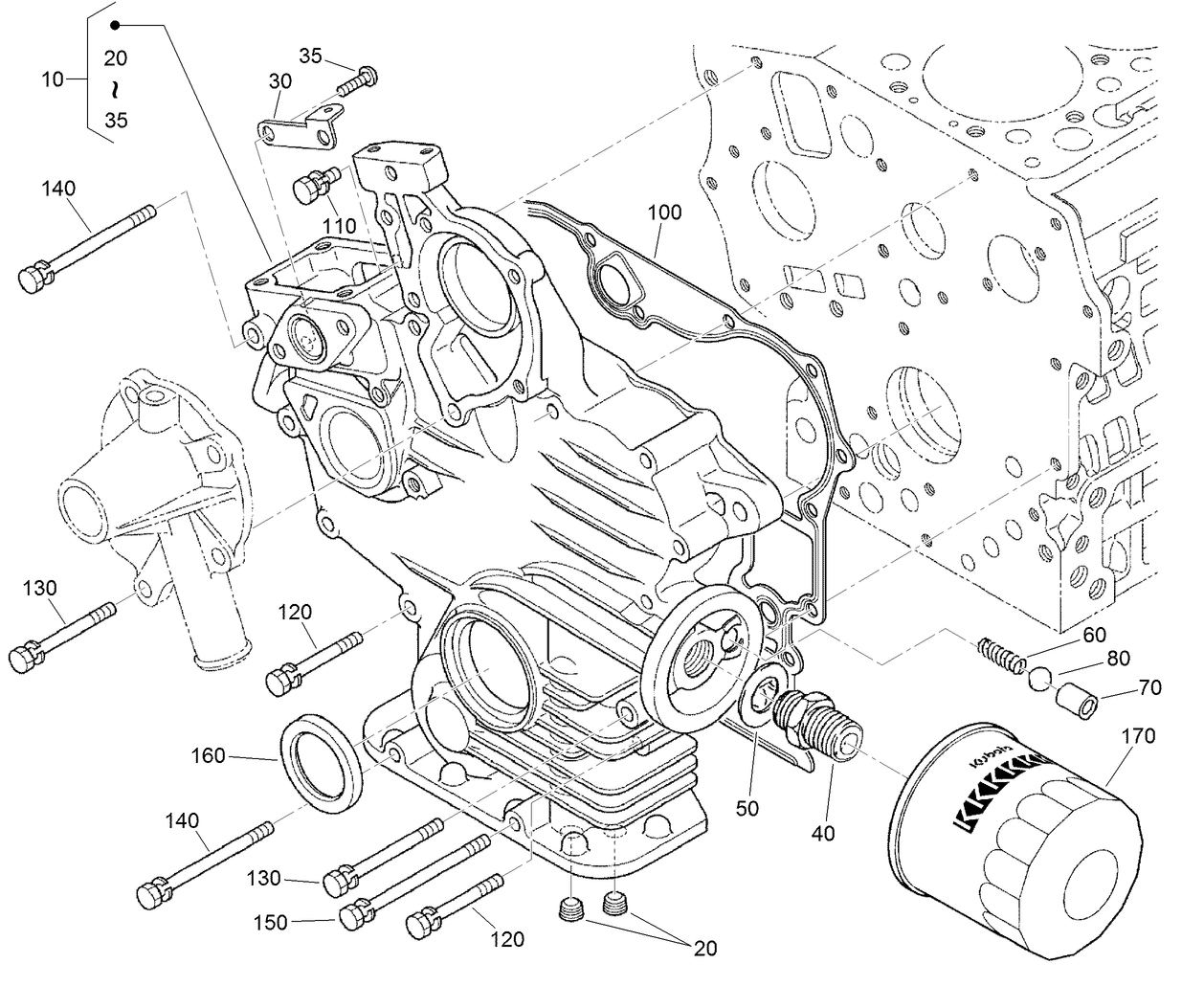 Gear Case and Oil Filter Cartridge Assembly