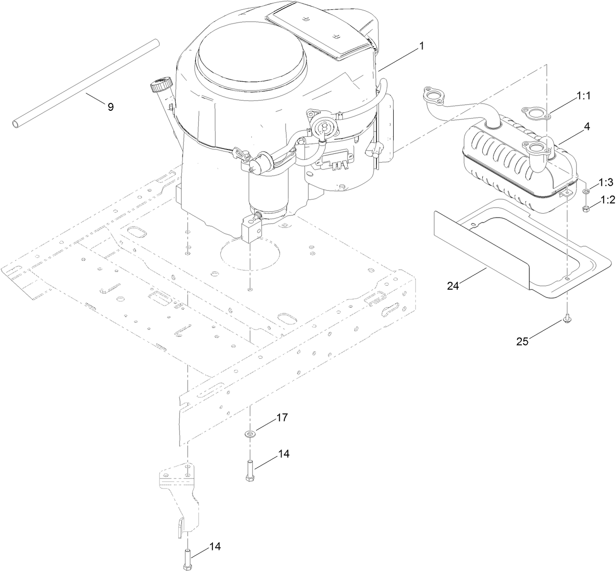 Engine and Muffler Assembly