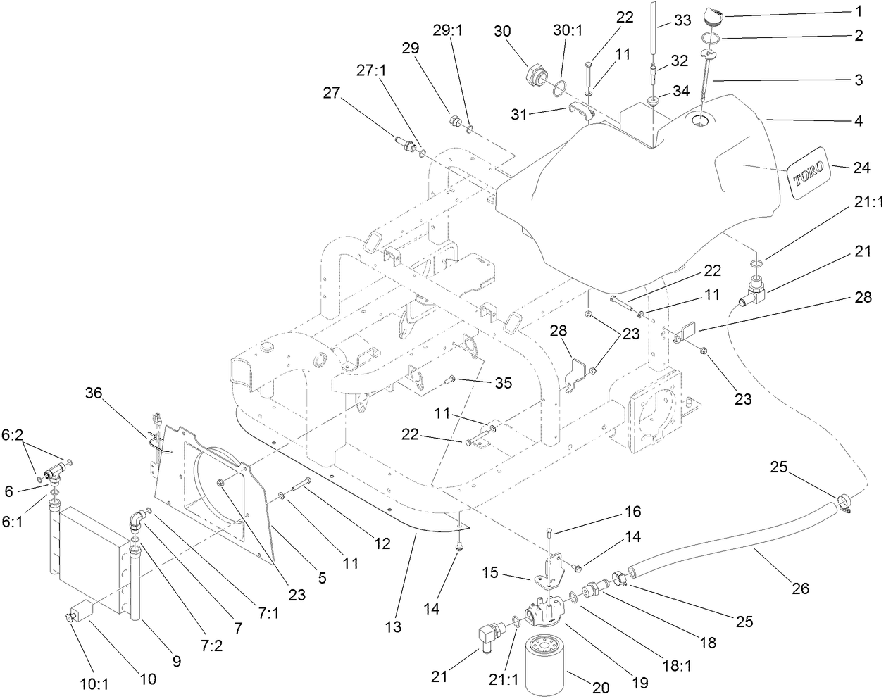 Hydraulic Tank, Filter and Cooler Assembly