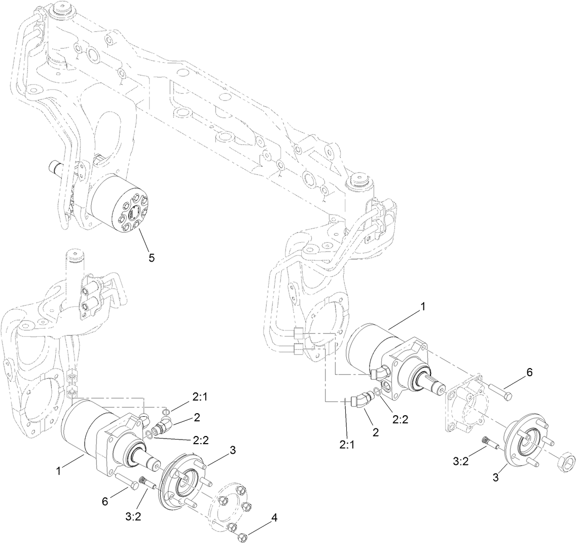 4 Wheel Drive Hydraulic Motor and Fitting Assembly