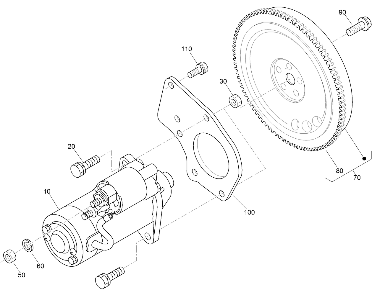 Starter and Flywheel Assembly