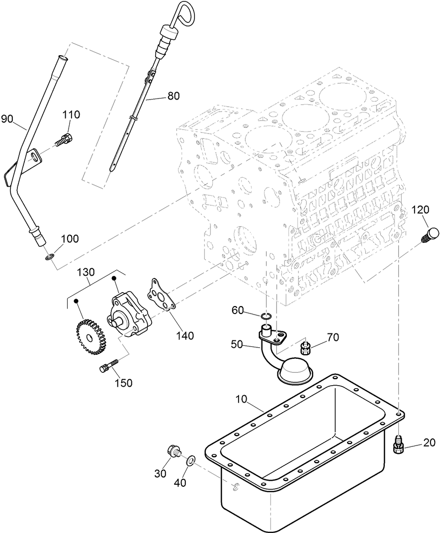 Oil Pan, Oil Pump and Dipstick Assembly
