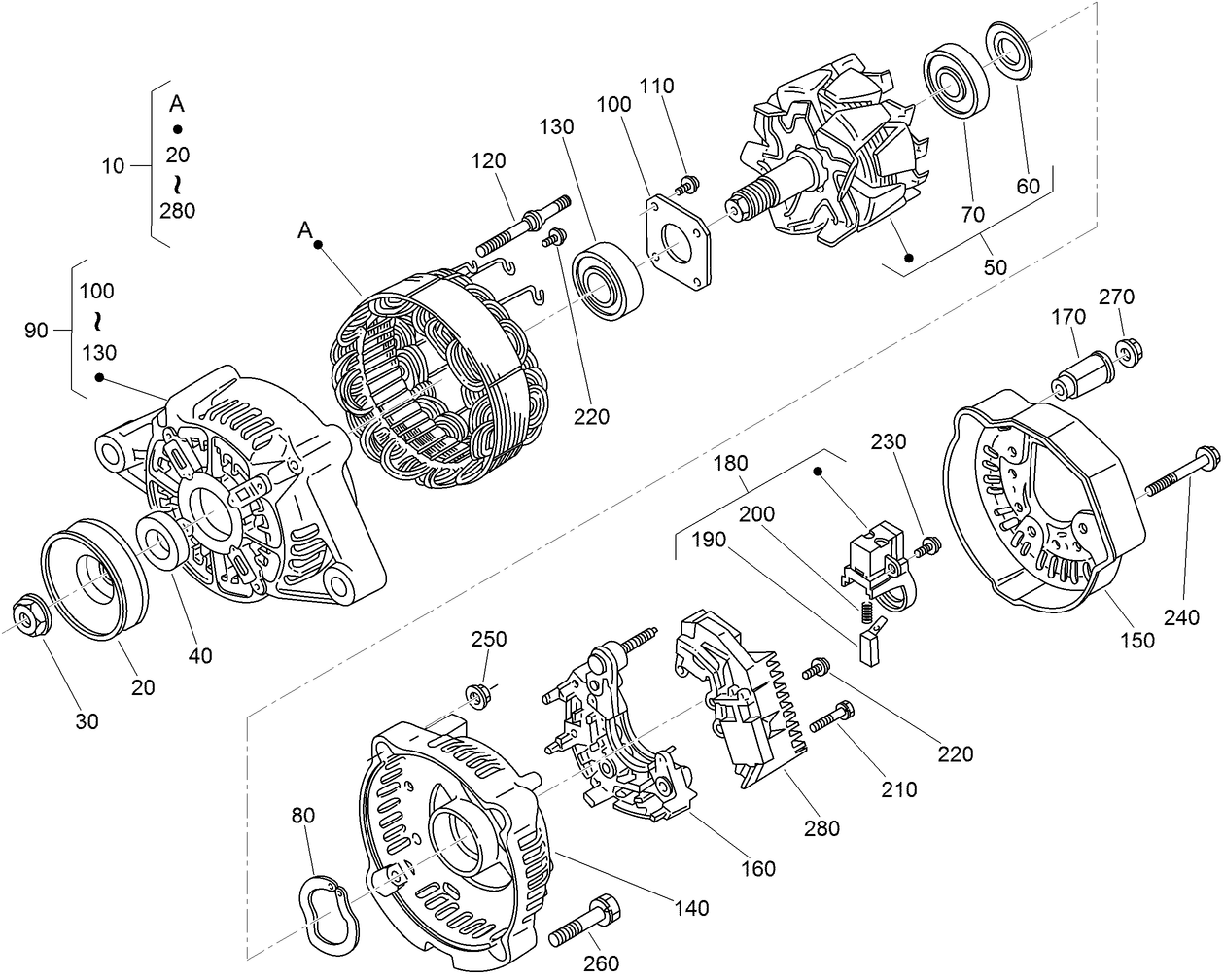 Alternator Components Assembly