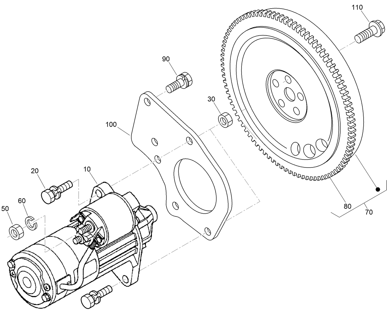 Starter and Flywheel Assembly