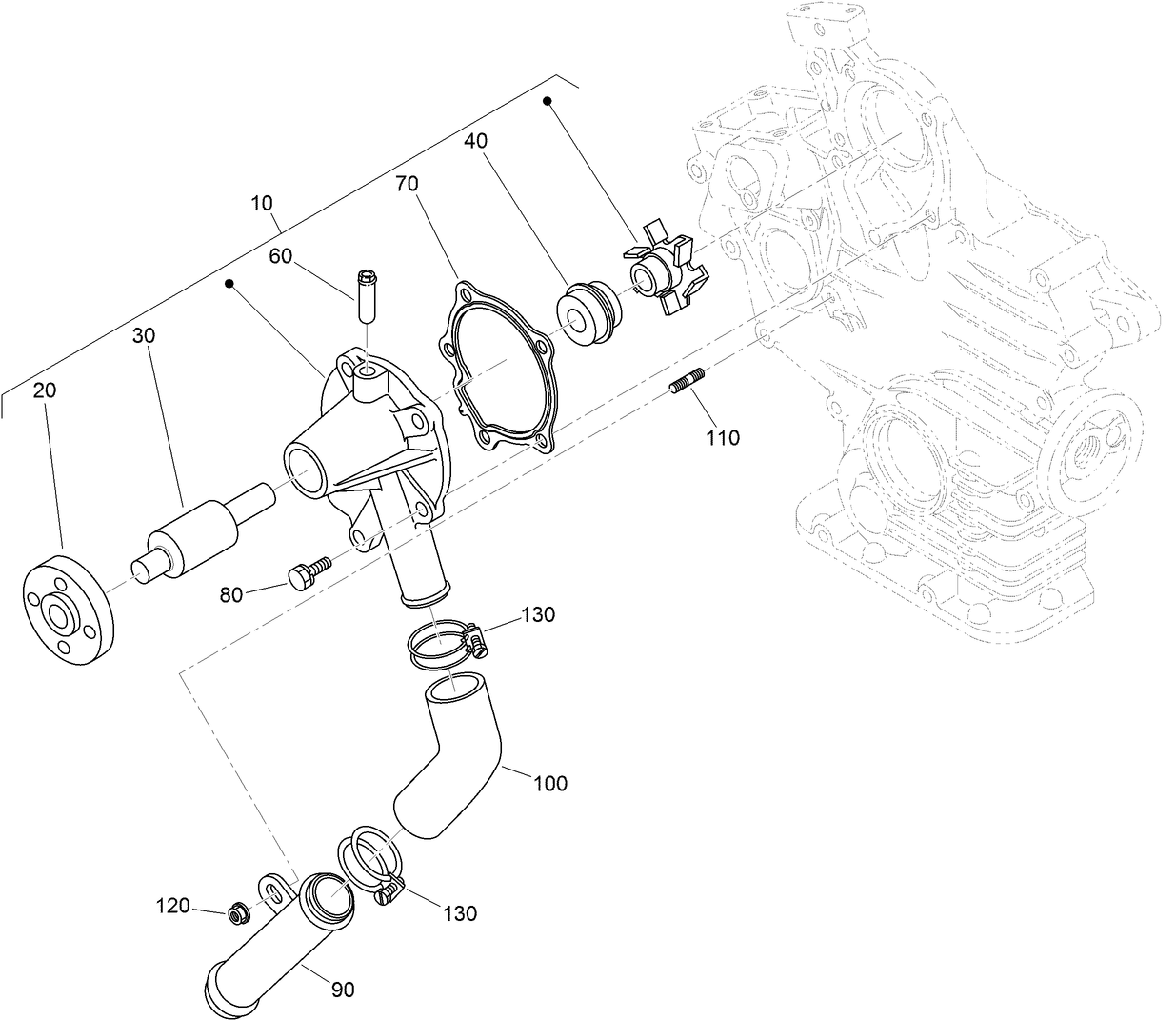 Water Pump and Water Pipe Assembly