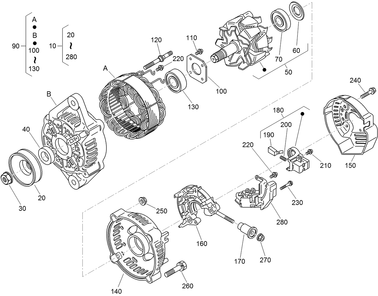 Alternator Components Assembly