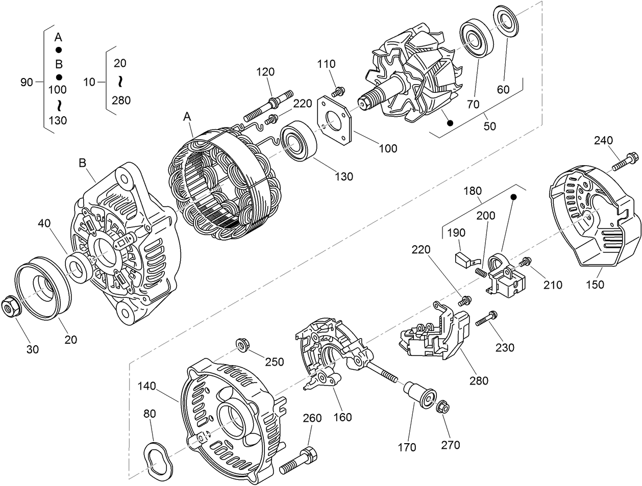 Alternator Components Assembly