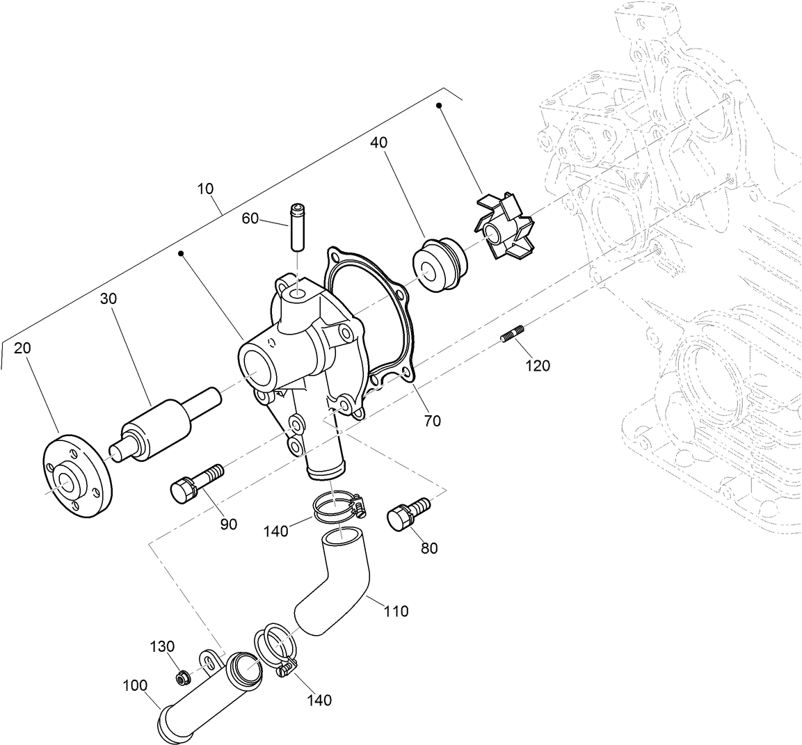 Water Pump and Water Pipe Assembly