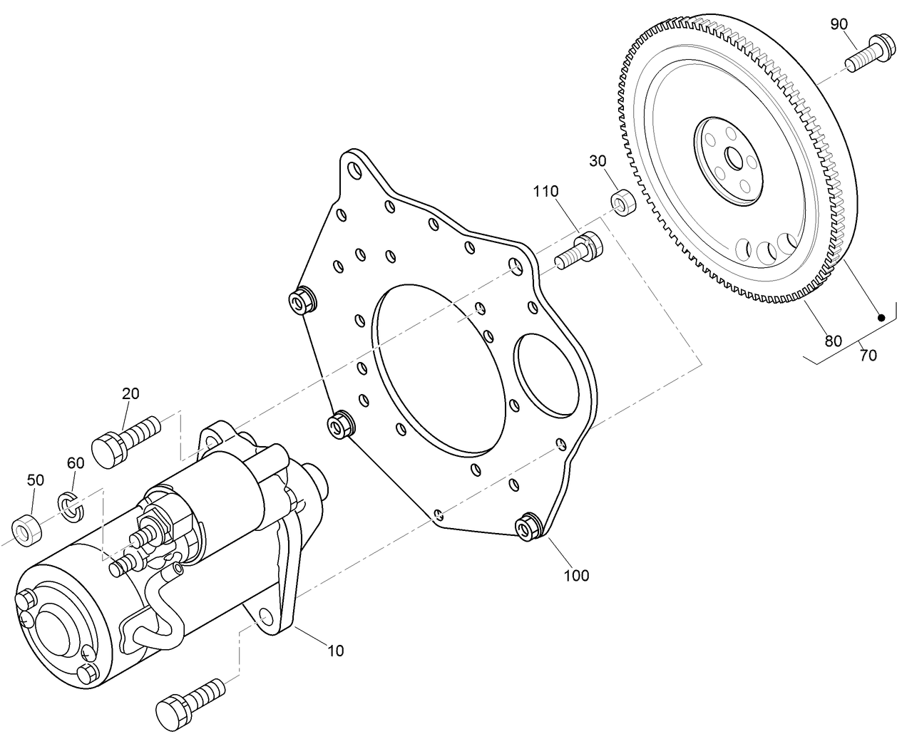 Starter and Flywheel Assembly