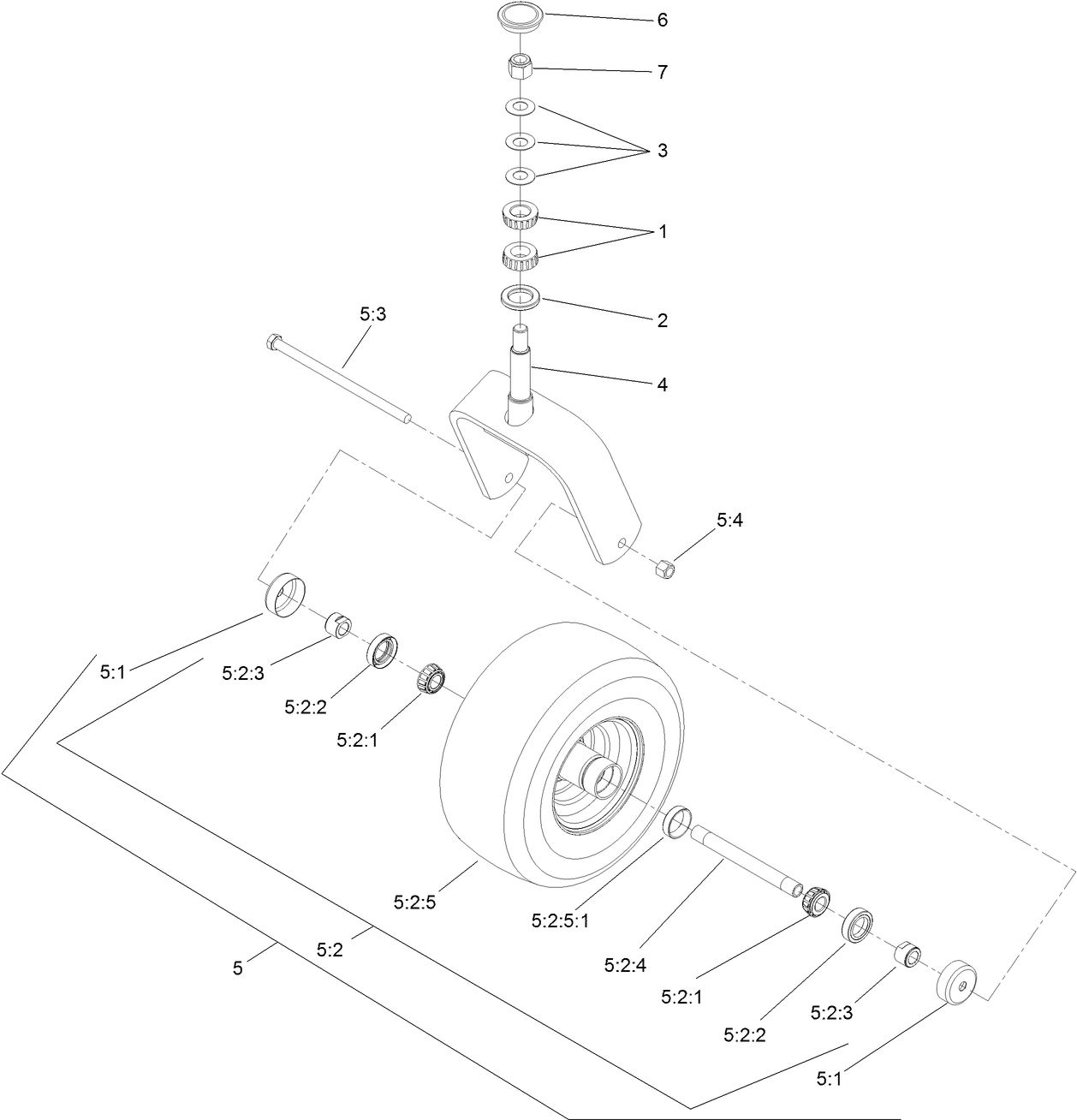 Caster Wheel and Fork Assembly