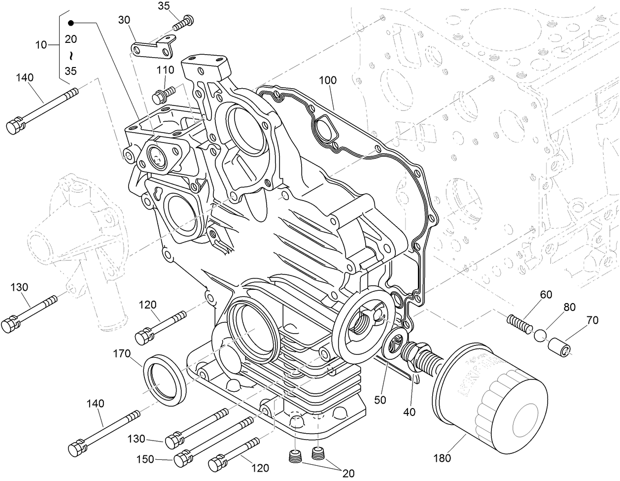 Gear Case and Oil Filter Cartridge Assembly