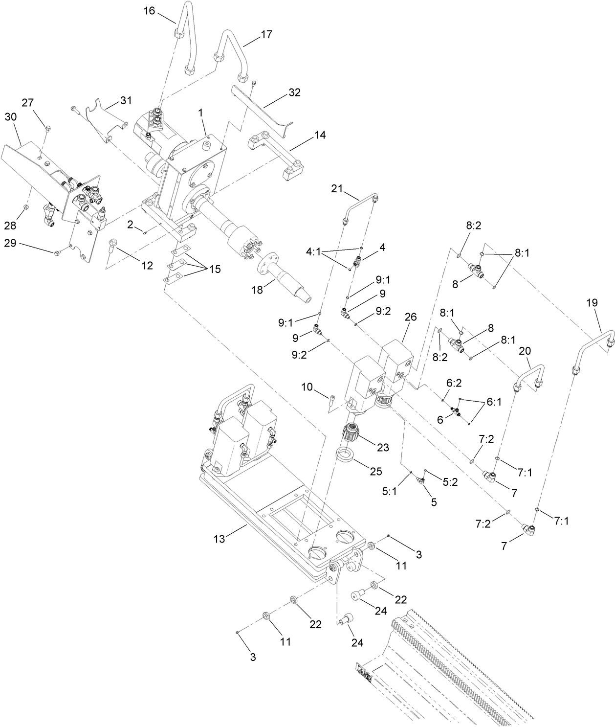 Rotary Gearbox and Carriage Assembly