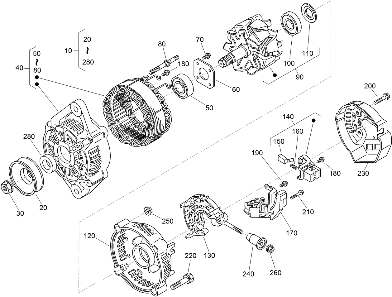 Alternator Components Assembly