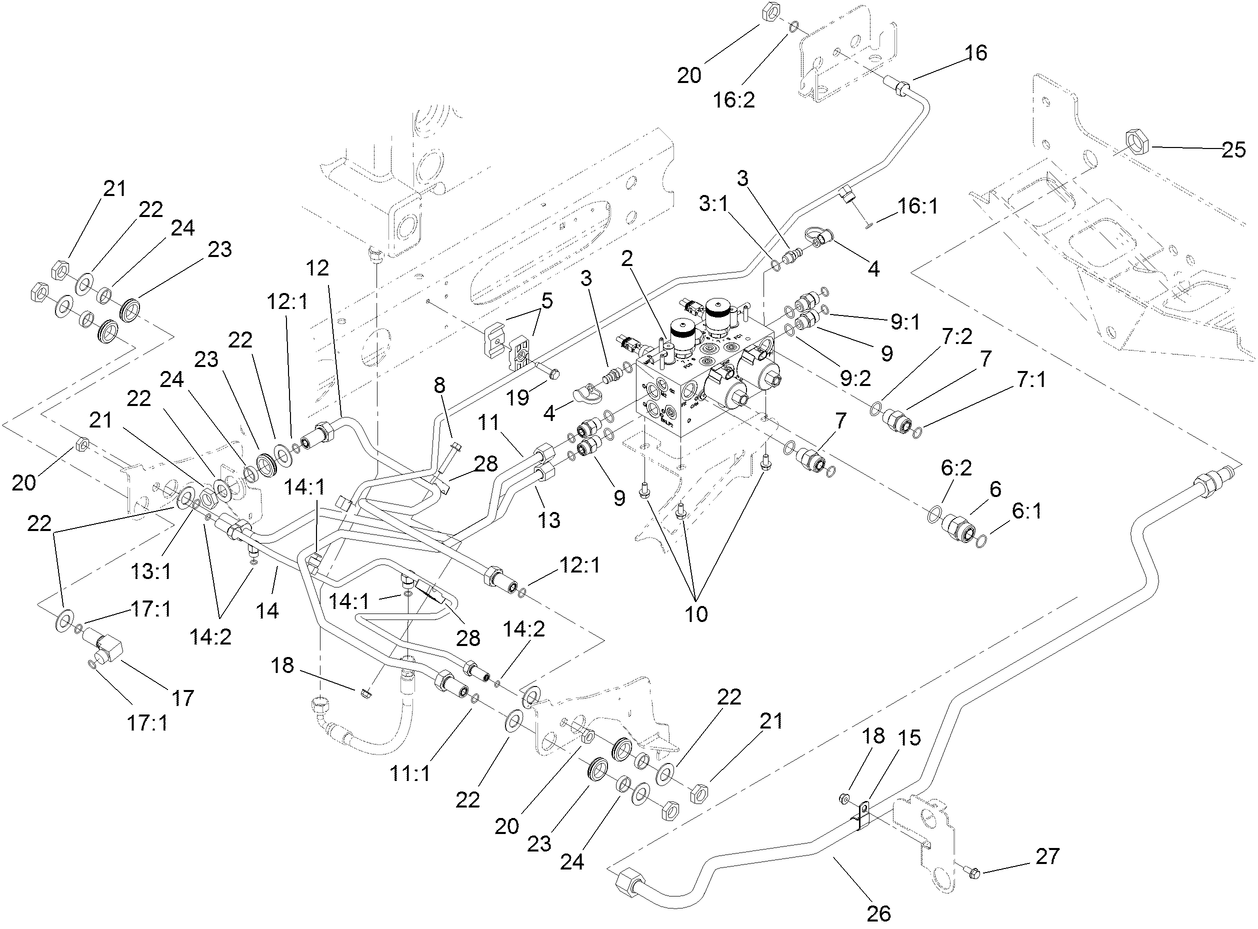 Reel Control Block Hydraulic Plumbing Assembly