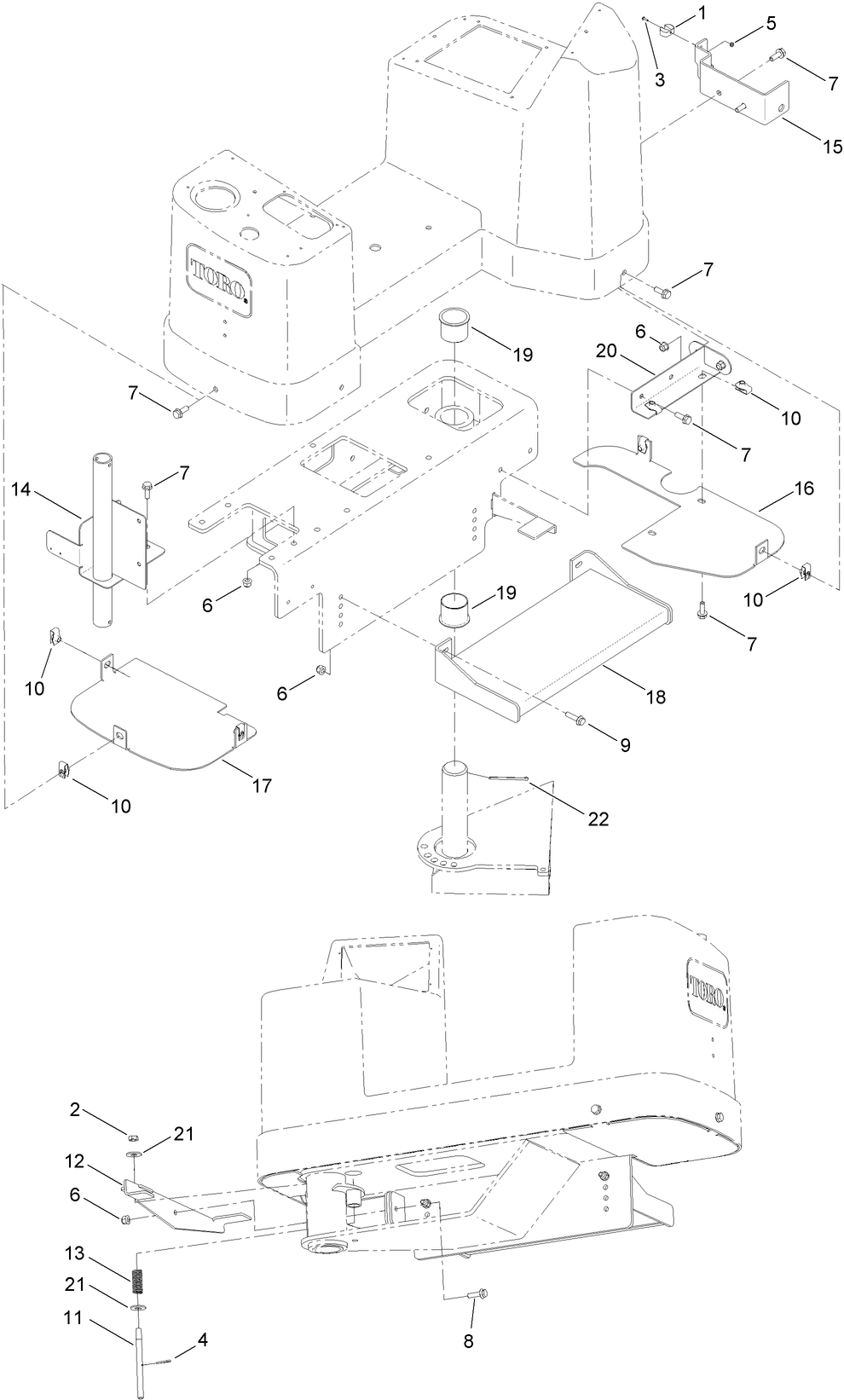 Platform Step, Splash Guard and Umbrella Mount Assembly