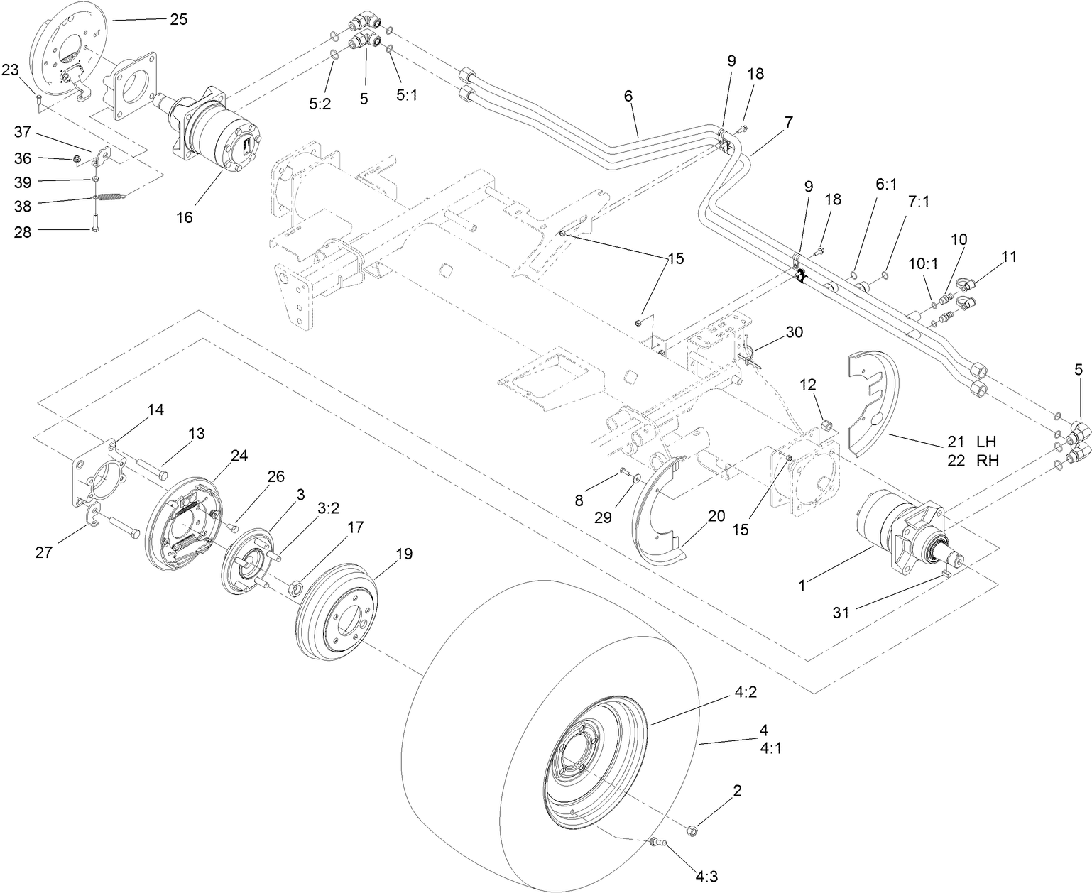 Front Wheel, Brake and Hydraulic Motor Assembly