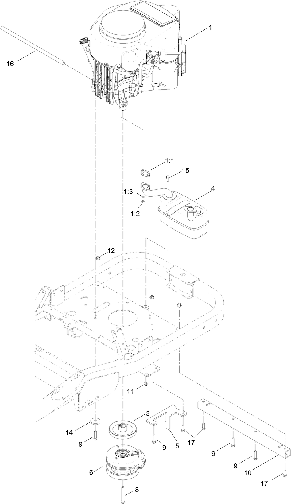 Engine, Muffler and Clutch Assembly